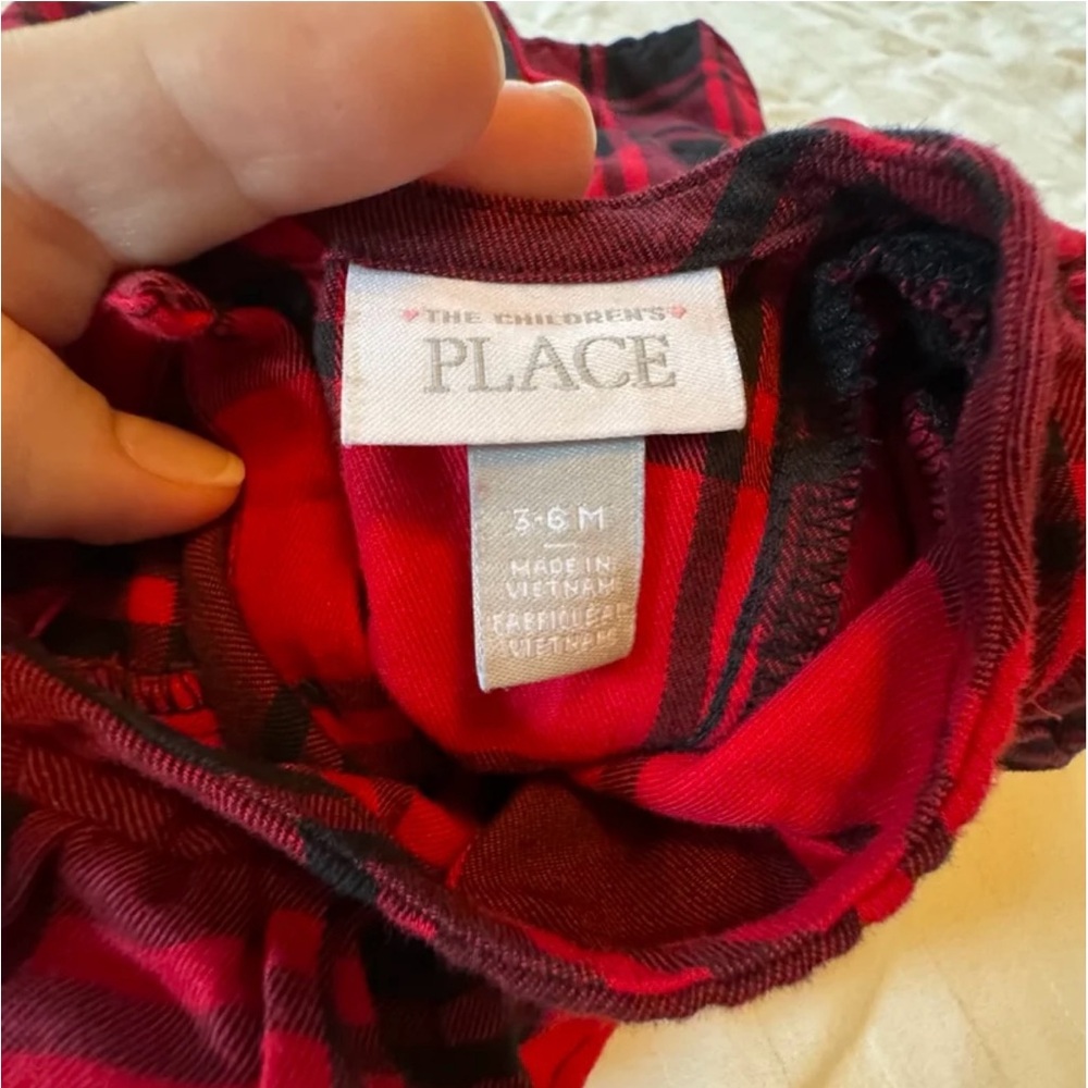 The Children’s Place red Buffalo Check Flannel Dress 3-6 months EUC - Picture 5 of 6